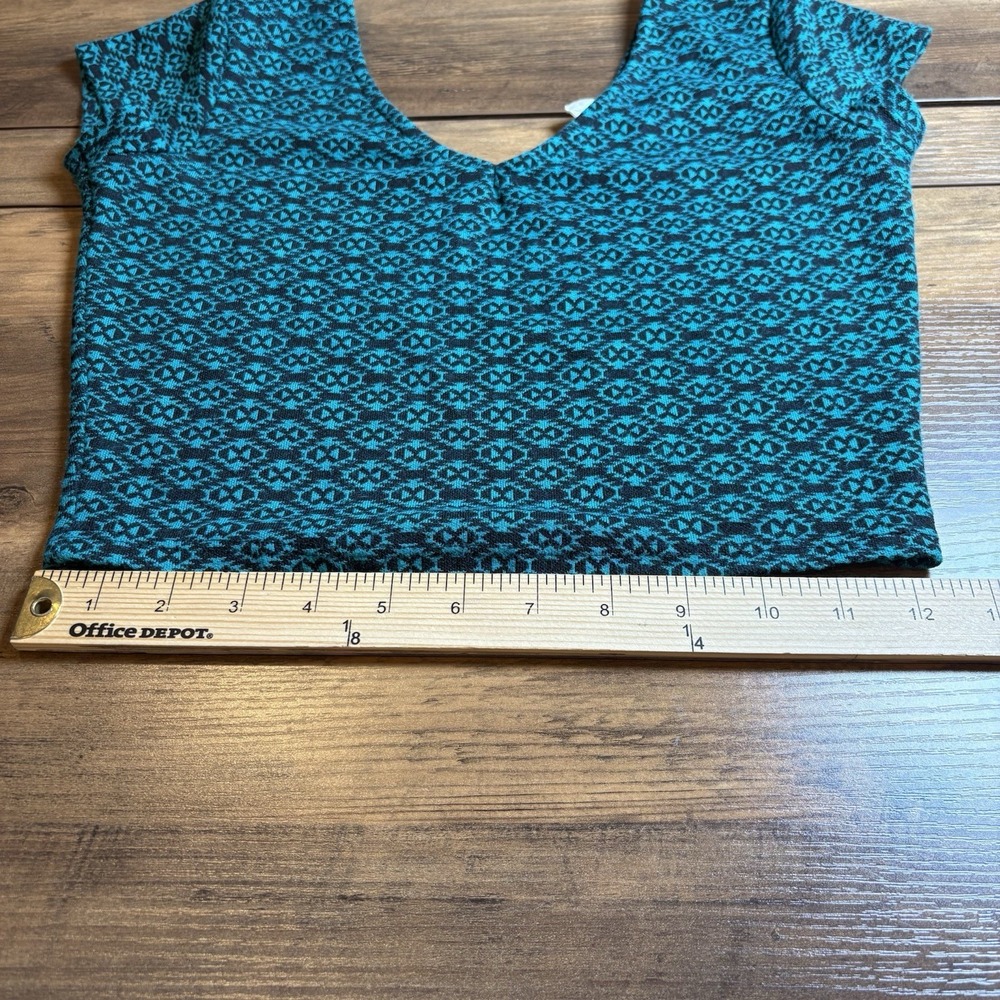 LA Hearts Womens M Teal Crop Top Indie Sleaze Geometric Rayon Blend - Picture 11 of 13